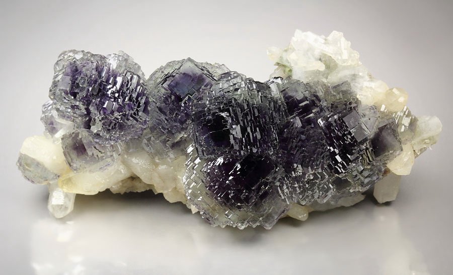 FLUORITE with PHANTOMS, CALCITE, QUARTZ, PYRITE