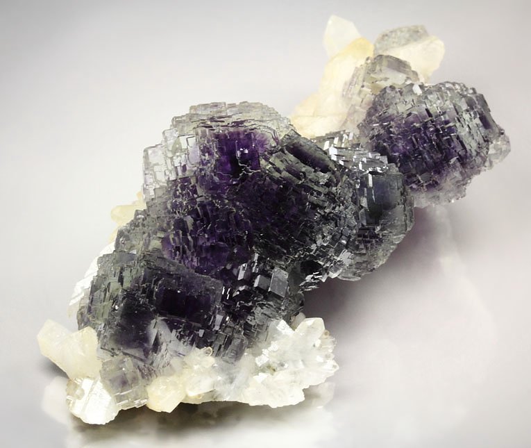 FLUORITE with PHANTOMS, CALCITE, QUARTZ, PYRITE