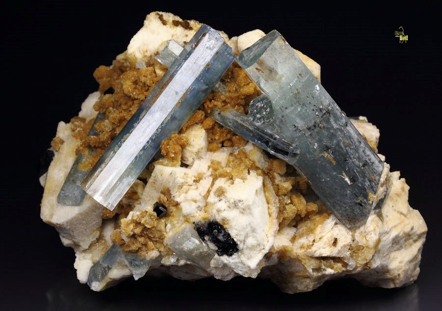 gem BERYL var. AQUAMARINE, TOURMALINE var. SCHORL, FELDSPAR