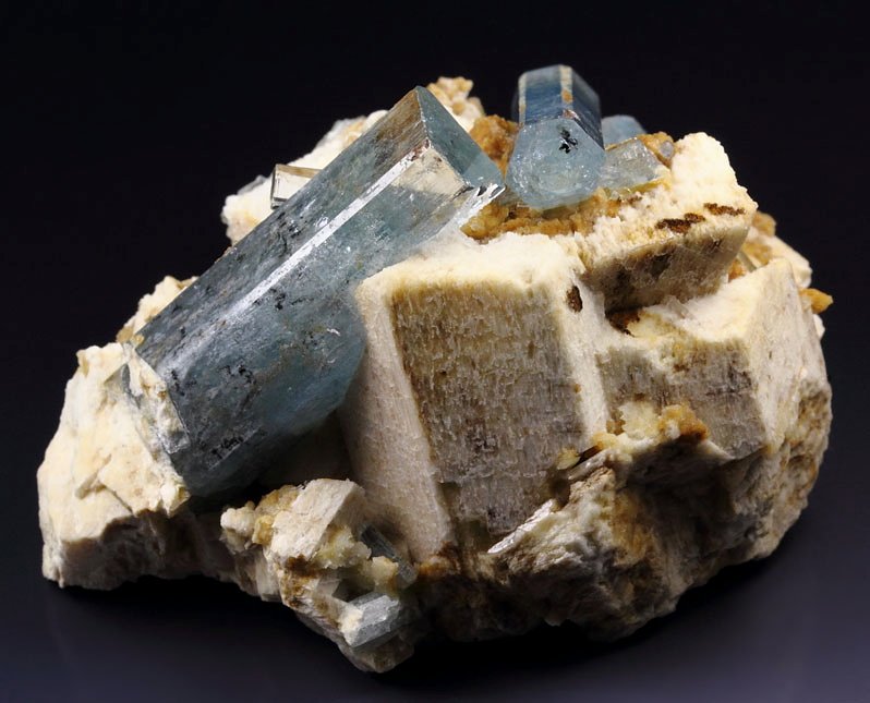 gem BERYL var. AQUAMARINE, TOURMALINE var. SCHORL, FELDSPAR