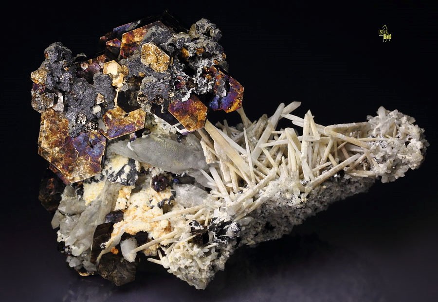 iridescent PYRRHOTITE, QUARTZ, GALENA