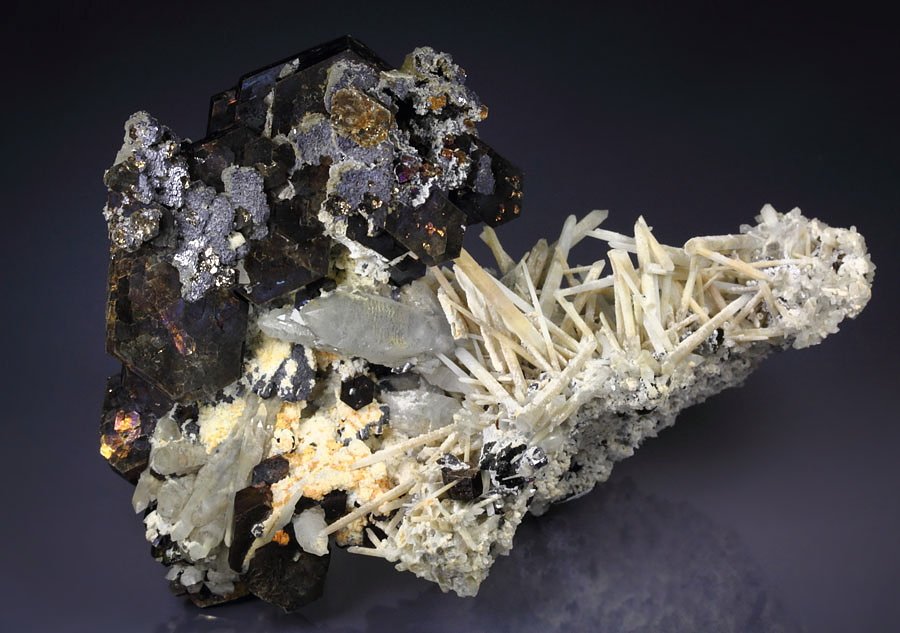 iridescent PYRRHOTITE, QUARTZ, GALENA