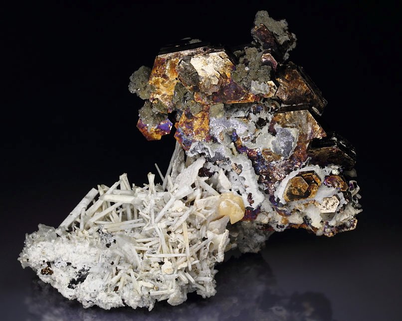 iridescent PYRRHOTITE, QUARTZ, GALENA