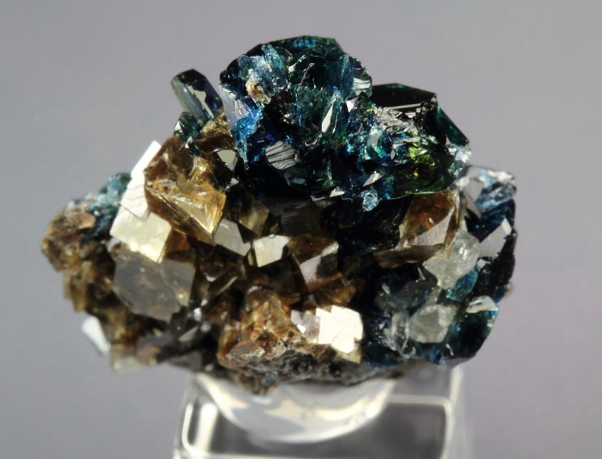 gem LAZULITE, gem FLUORAPATITE, SIDERITE, QUARTZ