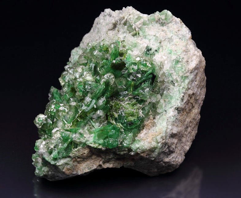 gem GARNET var. GROSSULAR with GREEN CHROMIAN PHANTOMS, DIOPSIDE