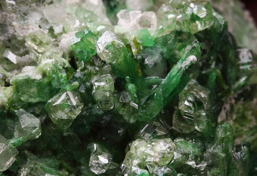 gem GARNET var. GROSSULAR with GREEN CHROMIAN PHANTOMS, DIOPSIDE