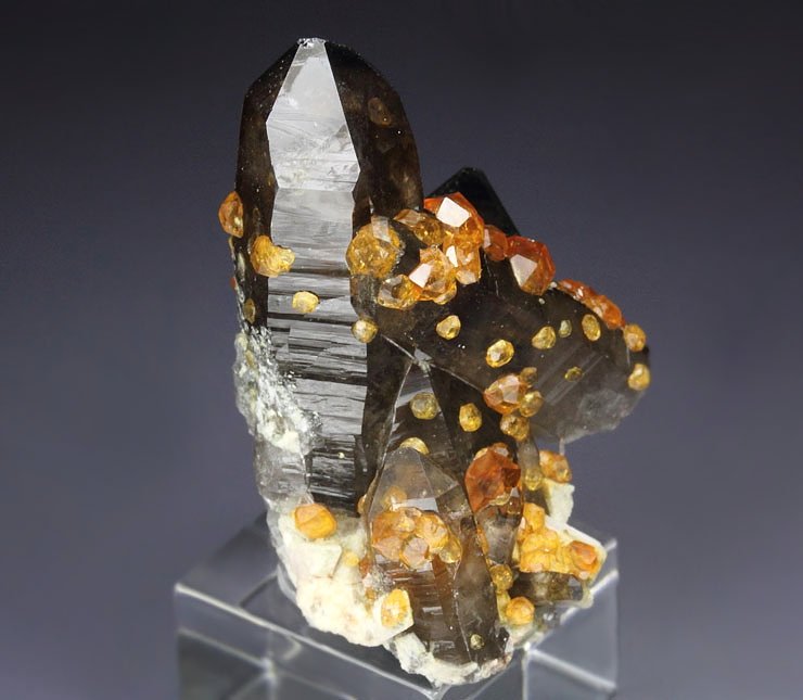 gem GARNET var. SPESSARTINE, QUARTZ var. SMOKY