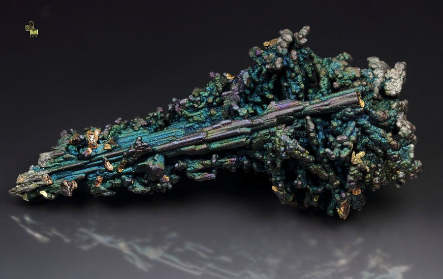 CHALCOCITE, DJURLEITE, iridescent CHALCOPYRITE