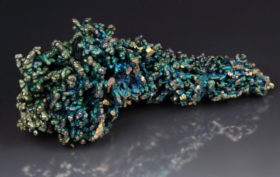 CHALCOCITE, DJURLEITE, iridescent CHALCOPYRITE