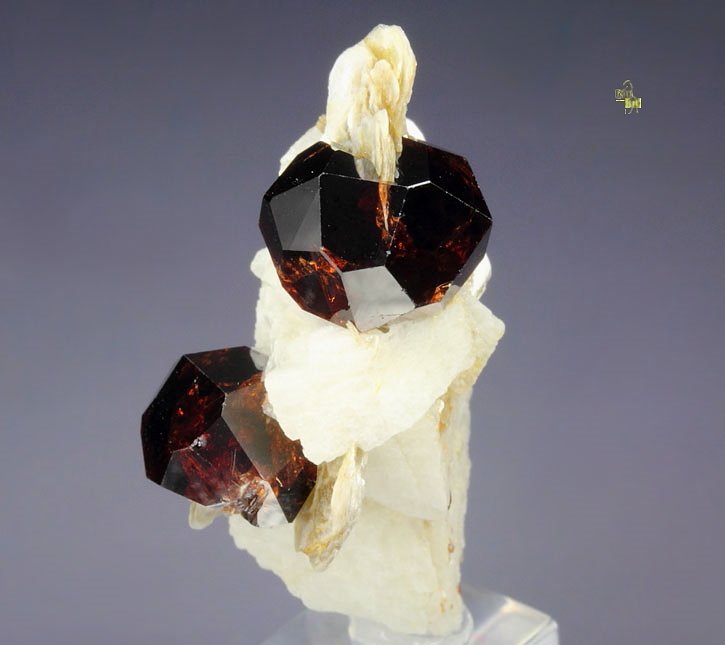 gem GARNET var. SPESSARTINE, ALBITE, MUSCOVITE