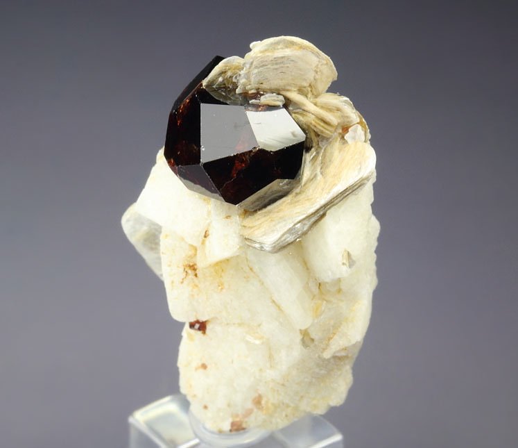 gem GARNET var. SPESSARTINE, ALBITE, MUSCOVITE