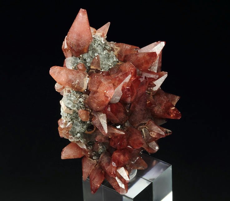 gem RHODOCHROSITE, FLUORITE