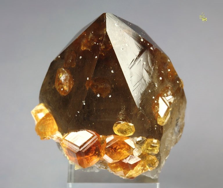 gem GARNET var. SPESSARTINE, QUARTZ var. SMOKY with inclusions