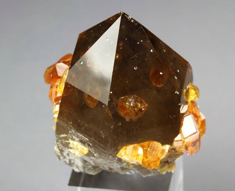 gem GARNET var. SPESSARTINE, QUARTZ var. SMOKY with inclusions