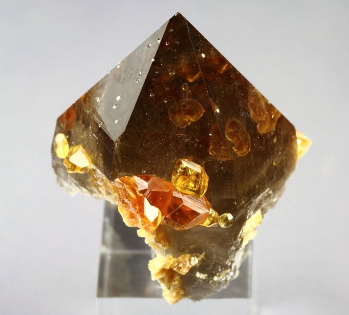 gem GARNET var. SPESSARTINE, QUARTZ var. SMOKY with inclusions