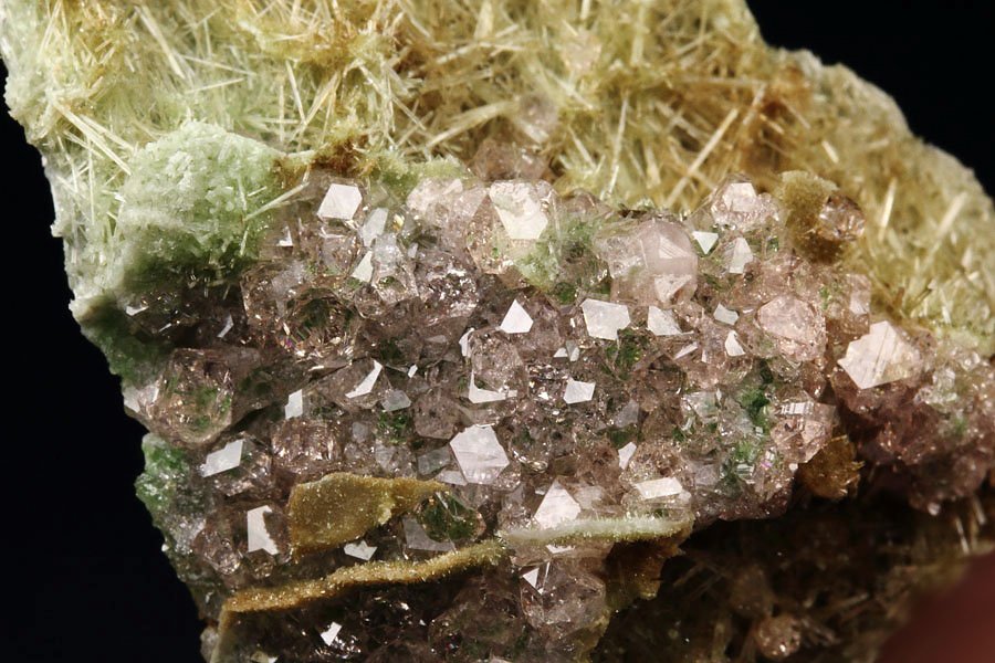 gem pink GARNET var. GROSSULAR with GREEN CORES, DIOPSIDE