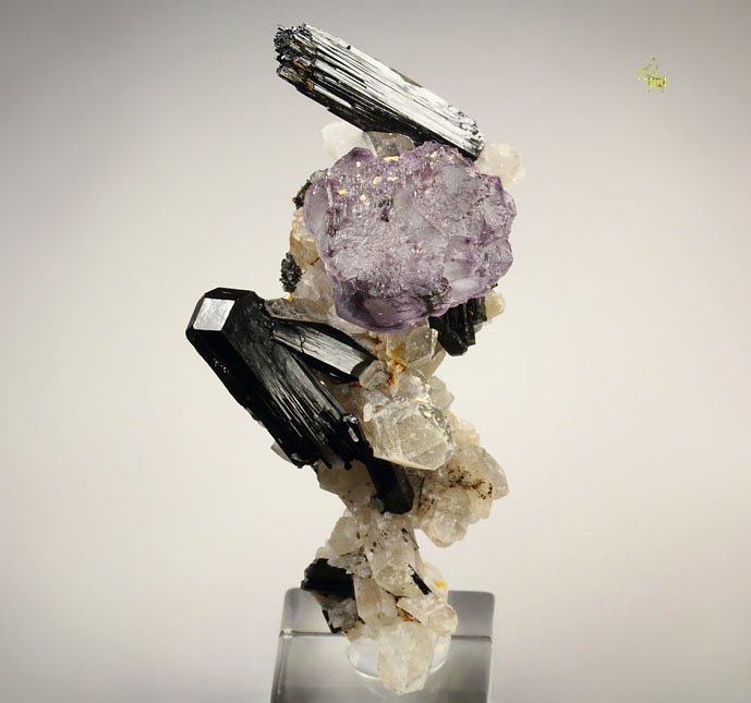 FLUORITE, QUARTZ, TOURMALINE var. SCHORL