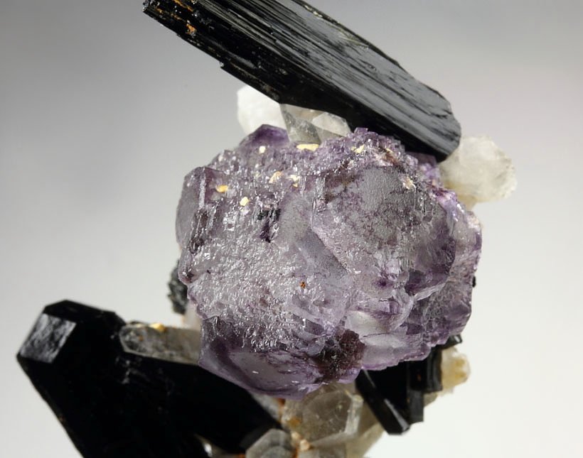 FLUORITE, QUARTZ, TOURMALINE var. SCHORL