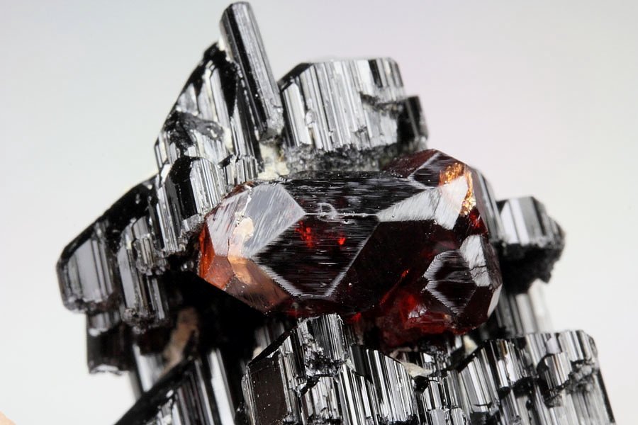 gem GARNET var. SPESSARTINE, skeletal TOURMALINE var. SCHORL