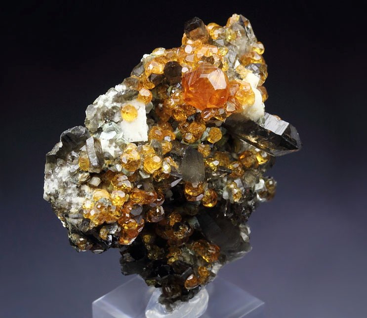 gem GARNET var. SPESSARTINE, QUARTZ var. SMOKY, MICROCLINE, MUSCOVITE