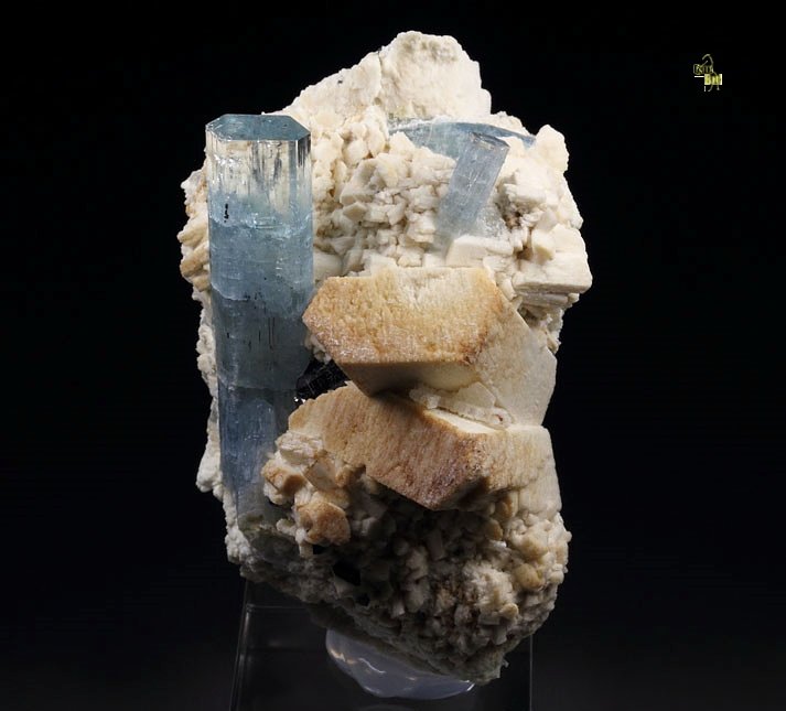 gem BERYL var. AQUAMARINE, TOURMALINE var. SCHORL, FELDSPAR