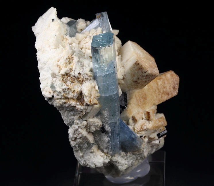 gem BERYL var. AQUAMARINE, TOURMALINE var. SCHORL, FELDSPAR