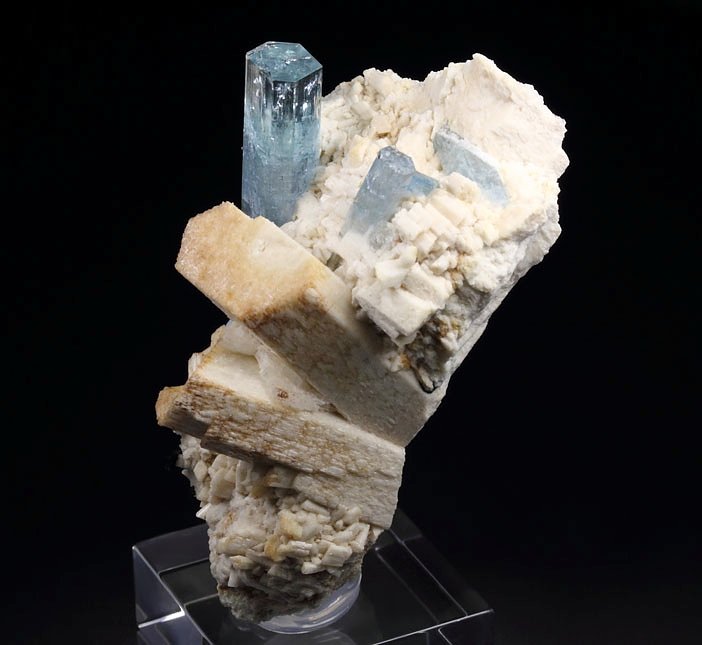 gem BERYL var. AQUAMARINE, TOURMALINE var. SCHORL, FELDSPAR