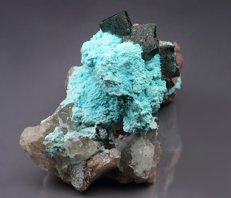 crystallized MALACHITE, CHRYSOCOLLA, CALCITE