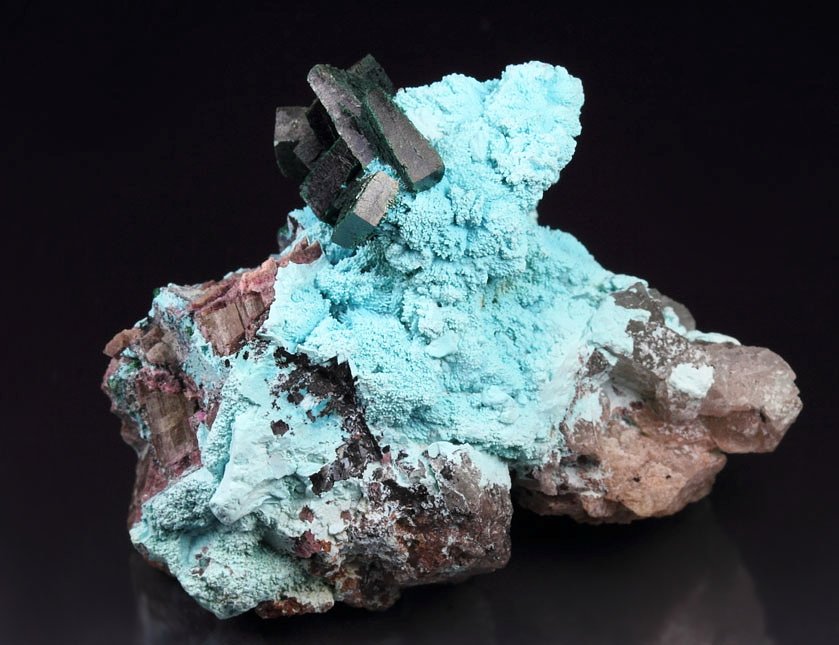 crystallized MALACHITE, CHRYSOCOLLA, CALCITE