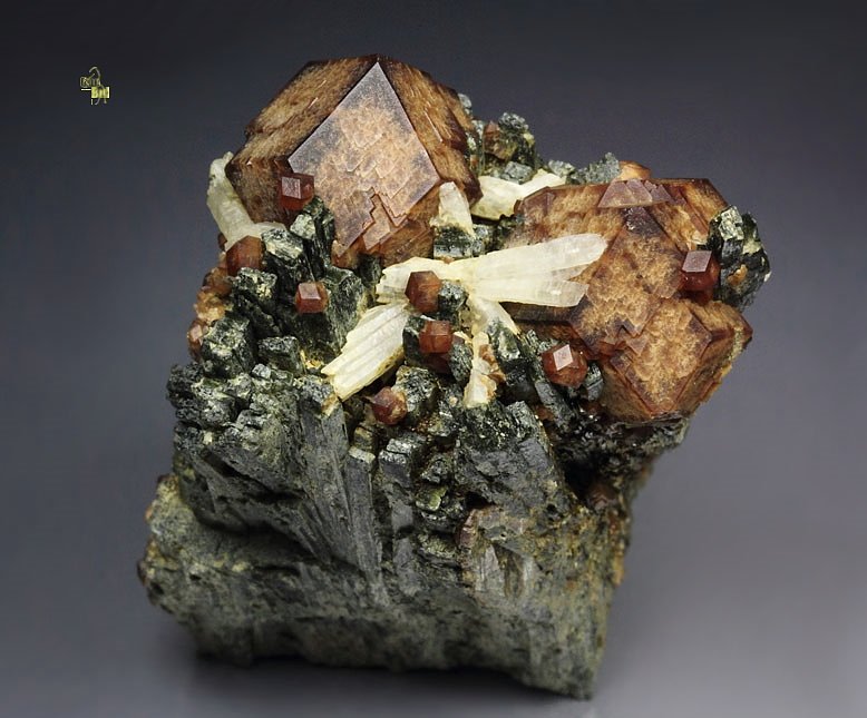 GARNET var. ANDRADITE, QUARTZ, HEDENBERGITE