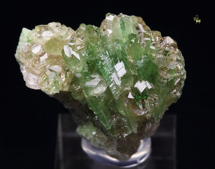 gem GARNET var. GROSSULAR with GREEN CHROMIAN PHANTOMS, DIOPSIDE