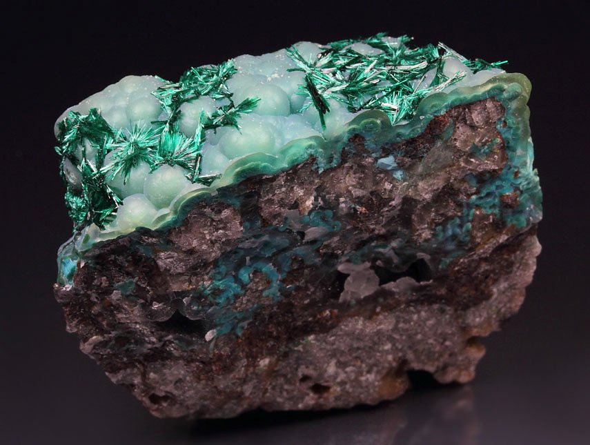 BROCHANTITE, CHALCEDONY, CHRYSOCOLLA