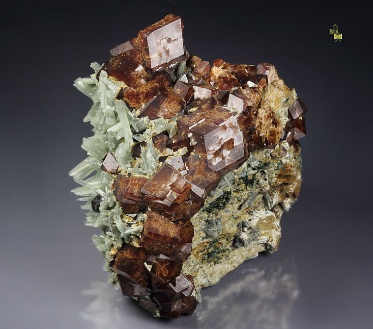 GARNET var. ANDRADITE, QUARTZ var. PRASE, HEDENBERGITE, HEMATITE 