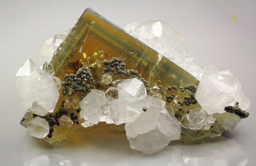 FLUORITE with PHANTOMS, QUARTZ, PYRITE