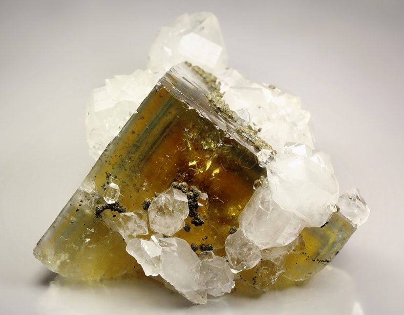 FLUORITE with PHANTOMS, QUARTZ, PYRITE