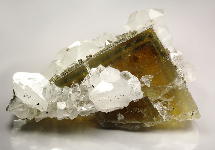 FLUORITE with PHANTOMS, QUARTZ, PYRITE