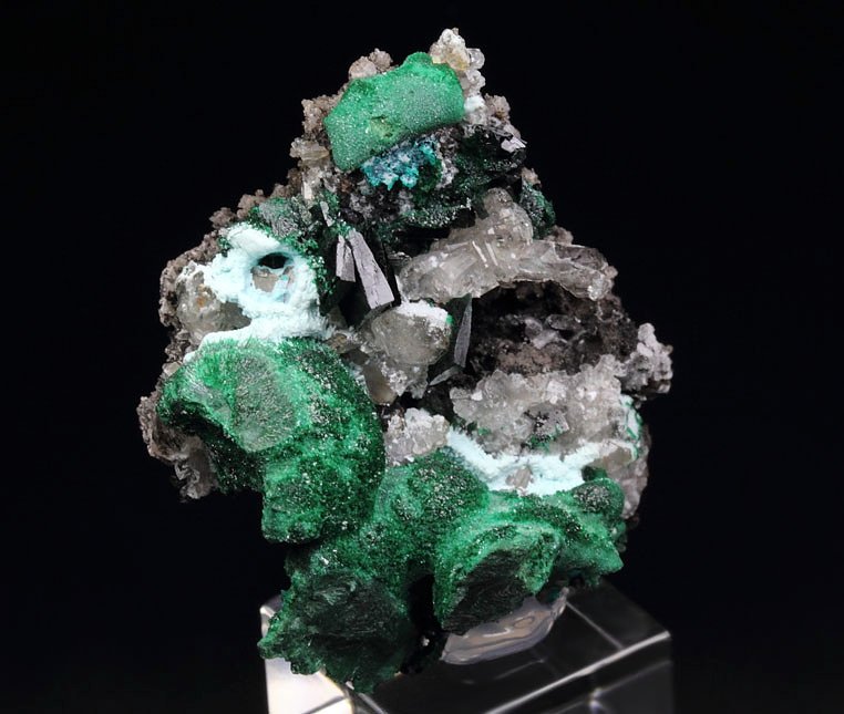 crystallized MALACHITE, CHRYSOCOLLA, QUARTZ