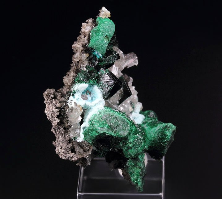 crystallized MALACHITE, CHRYSOCOLLA, QUARTZ