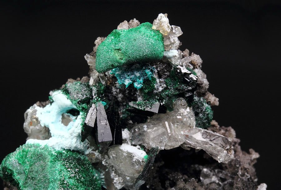 crystallized MALACHITE, CHRYSOCOLLA, QUARTZ