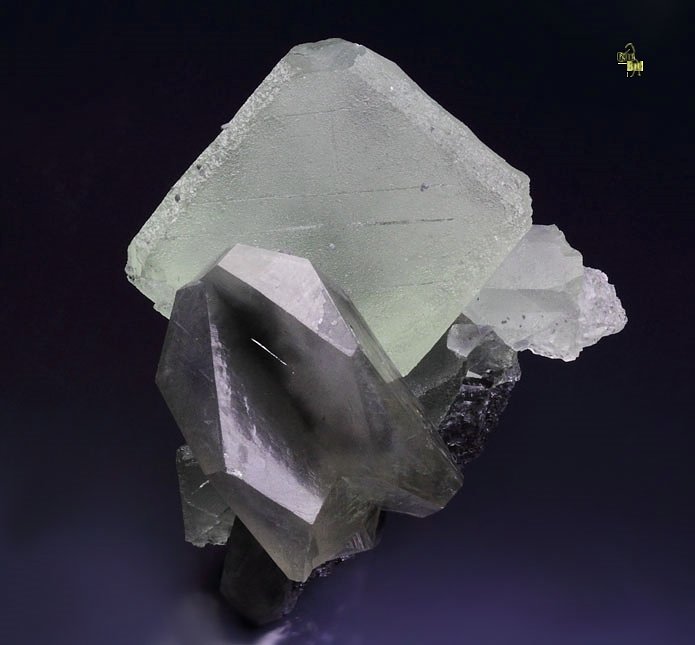 FLUORITE, CALCITE twinned