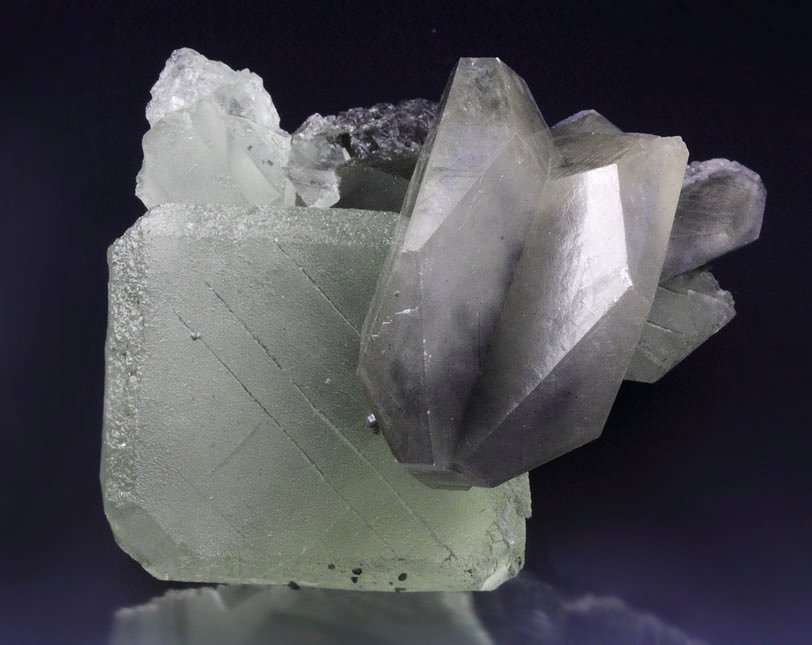 FLUORITE, CALCITE twinned