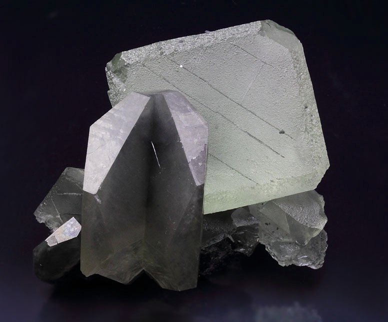 FLUORITE, CALCITE twinned