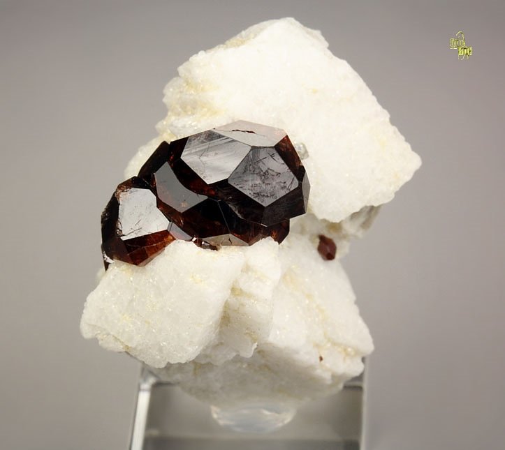 gem GARNET var. SPESSARTINE, ALBITE