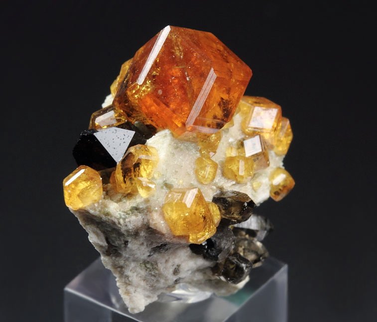 gem GARNET var. SPESSARTINE, QUARTZ var. SMOKY