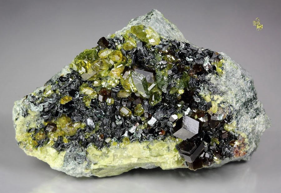 GARNET var. ANDRADITE, gem EPIDOTE, DIOPSIDE, MUSCOVITE