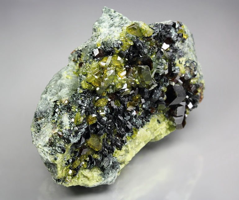 GARNET var. ANDRADITE, gem EPIDOTE, DIOPSIDE, MUSCOVITE