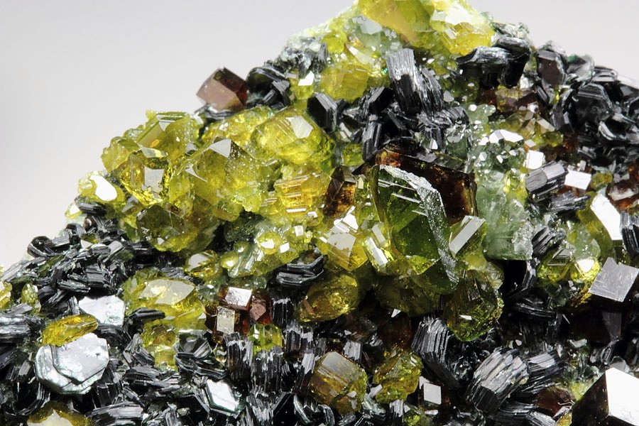 GARNET var. ANDRADITE, gem EPIDOTE, DIOPSIDE, MUSCOVITE