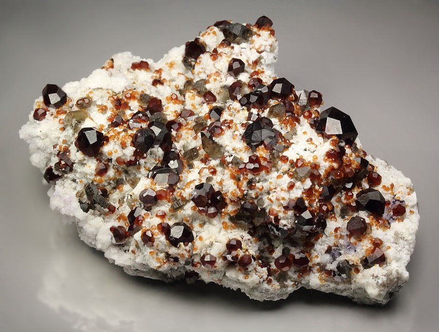 gemmy GARNET var. SPESSARTINE, QUARTZ var. SMOKY, FLUORITE