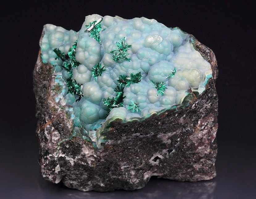 BROCHANTITE, CHALCEDONY, CHRYSOCOLLA