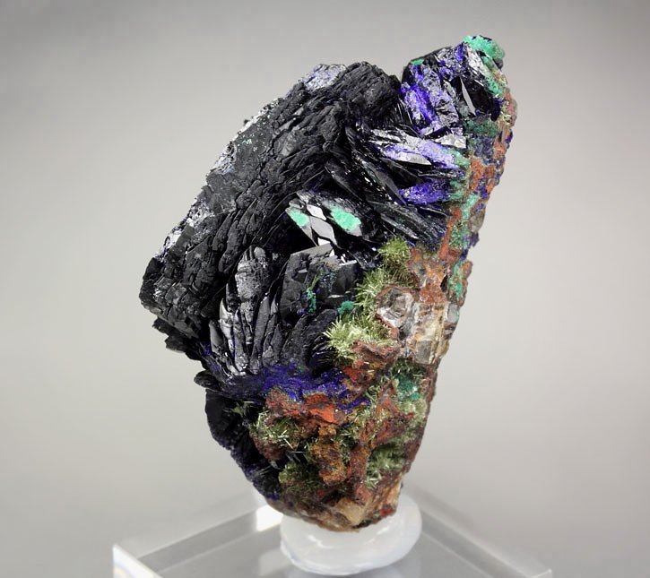  new find - AZURITE, MALACHITE pseudomorph, OLIVENITE